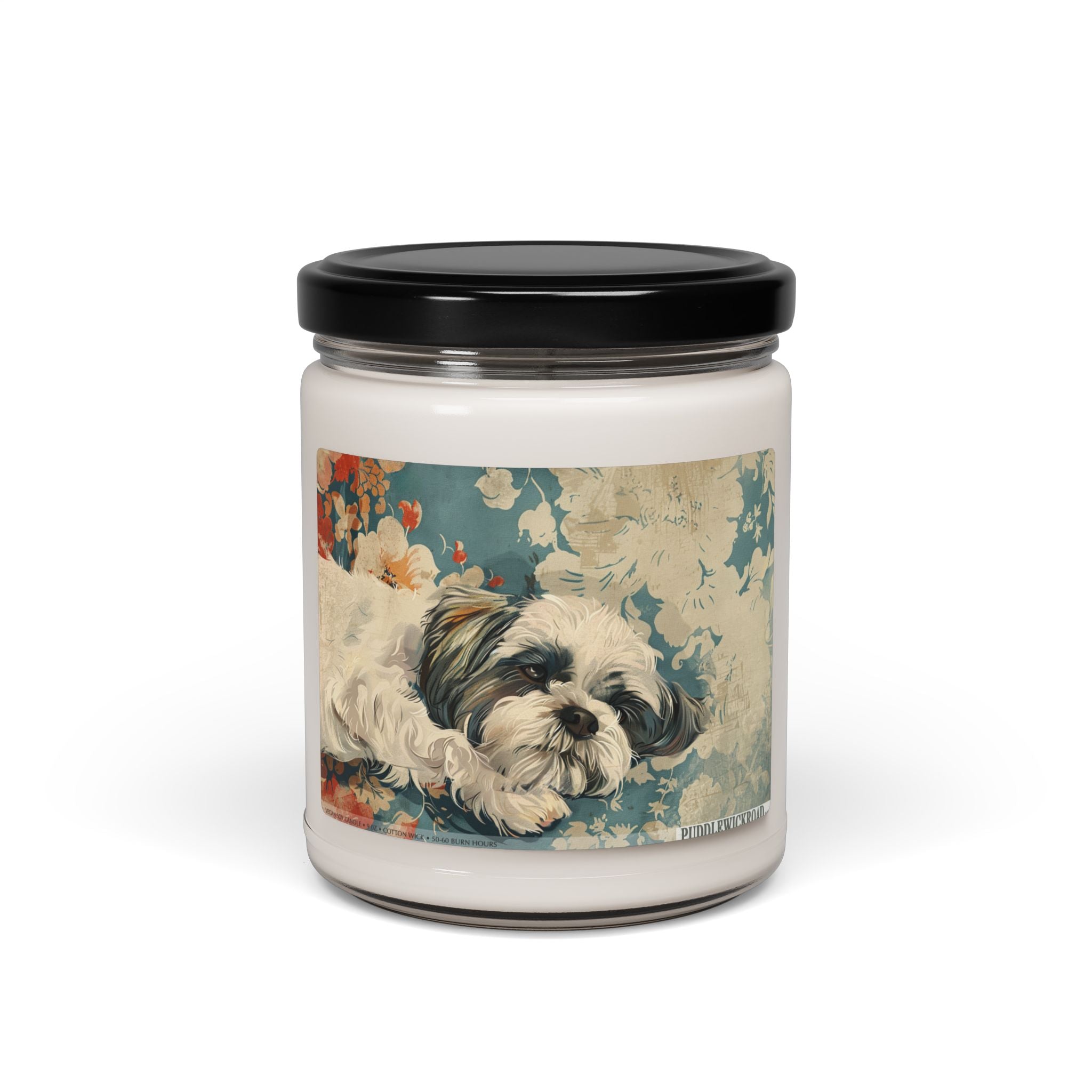 Shih Tzu Soy Candle – Vintage Floral Dog Lover Gift