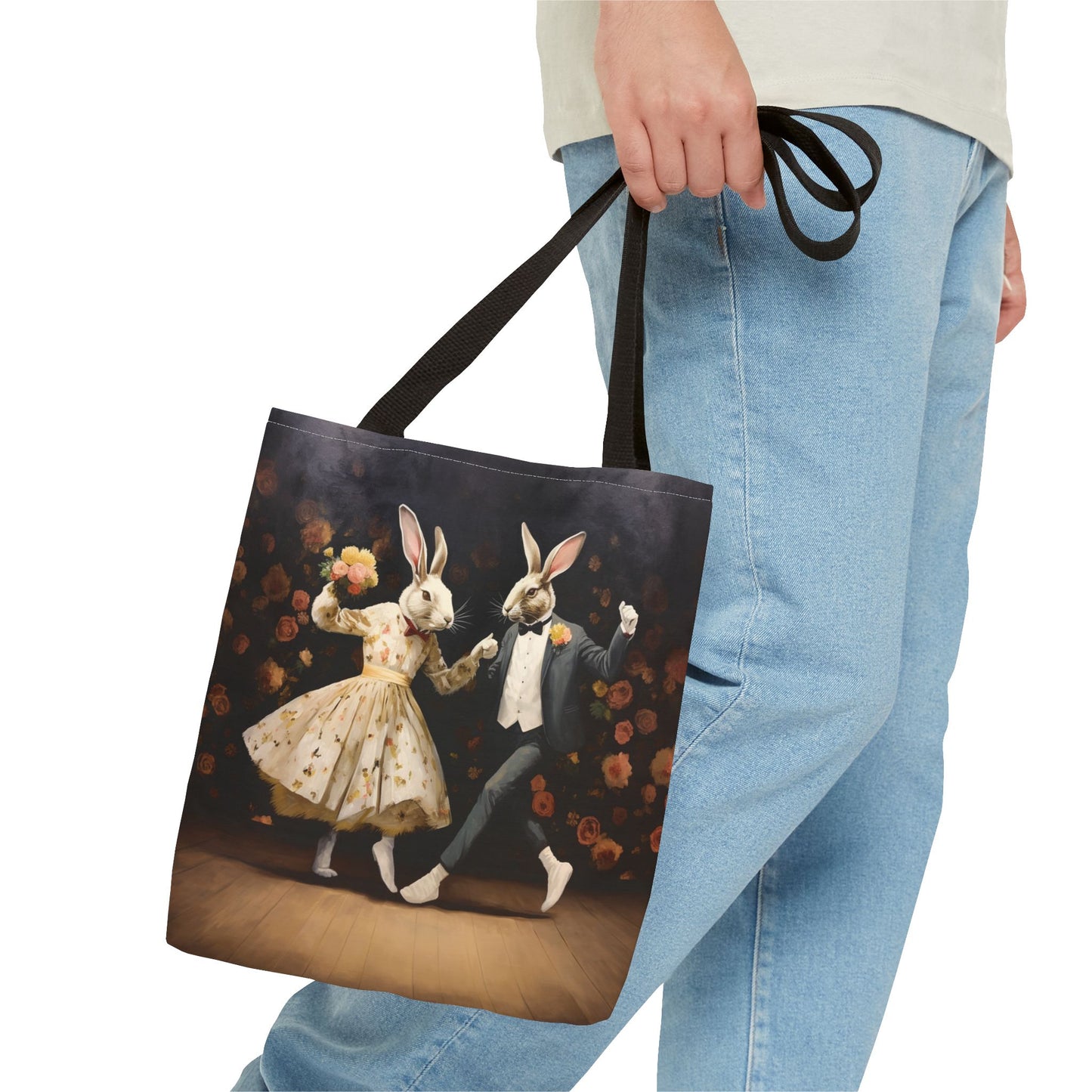 Easter Bunny Dance Tote Bag - Artistic and Eco-Friendly Grocery Bag