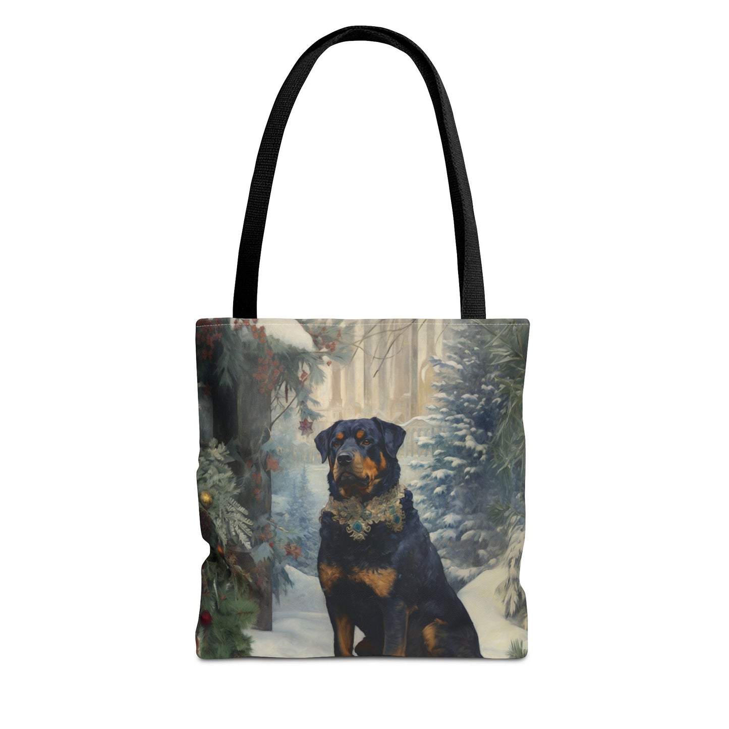 Rottweiler Winter Wonderland Canvas Tote Bag - Festive and Eco-Friendly