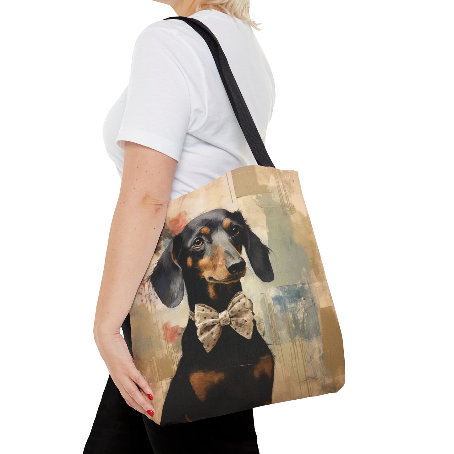 Dashing Dachshund Tote Bag with Bow Tie Design, Perfect for Dog Lovers