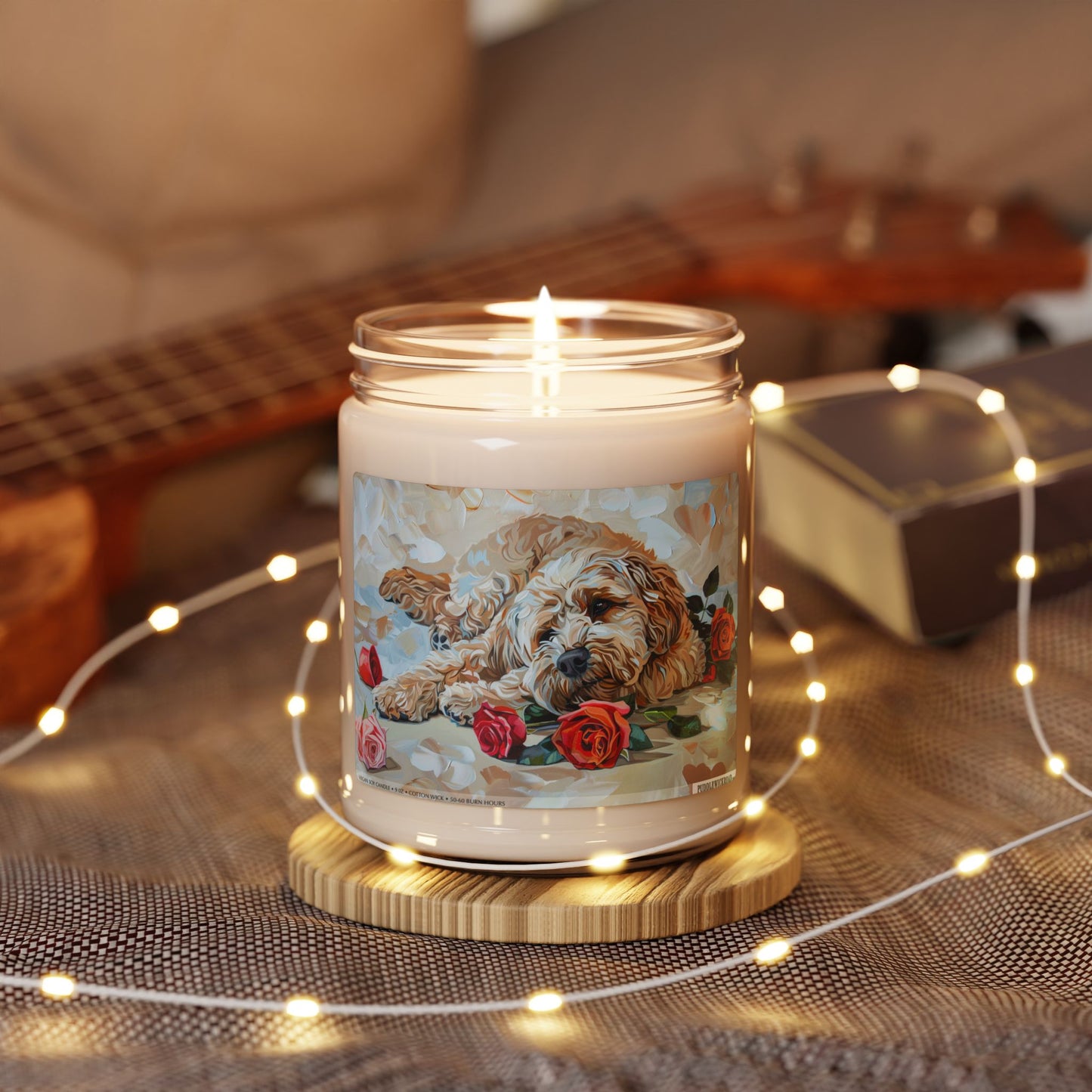 Cockapoo Puppy Candle – Soy Wax, Vintage Art Dog Lover Gift