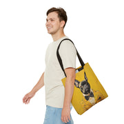 French Bulldog Stylish Yellow Canvas Tote Bag, Dog Lover Gift