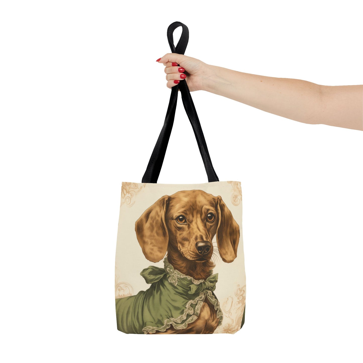 Regal Dachshund Canvas Tote Bag, Elegant Dog Lover Gift, Vintage Art Style