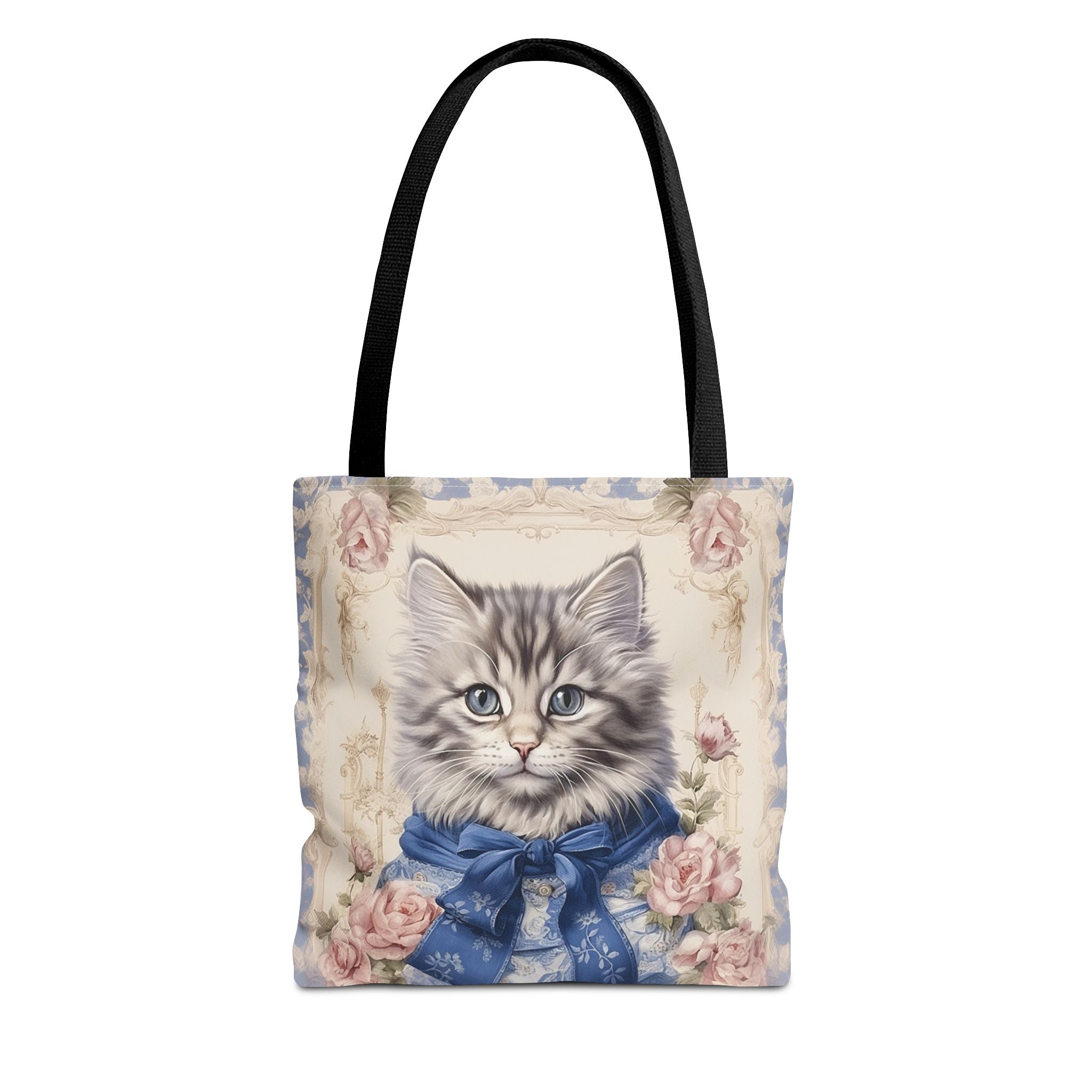 Charming Tabby Cat Tote Bag, Floral Vintage Design for Cat Lovers