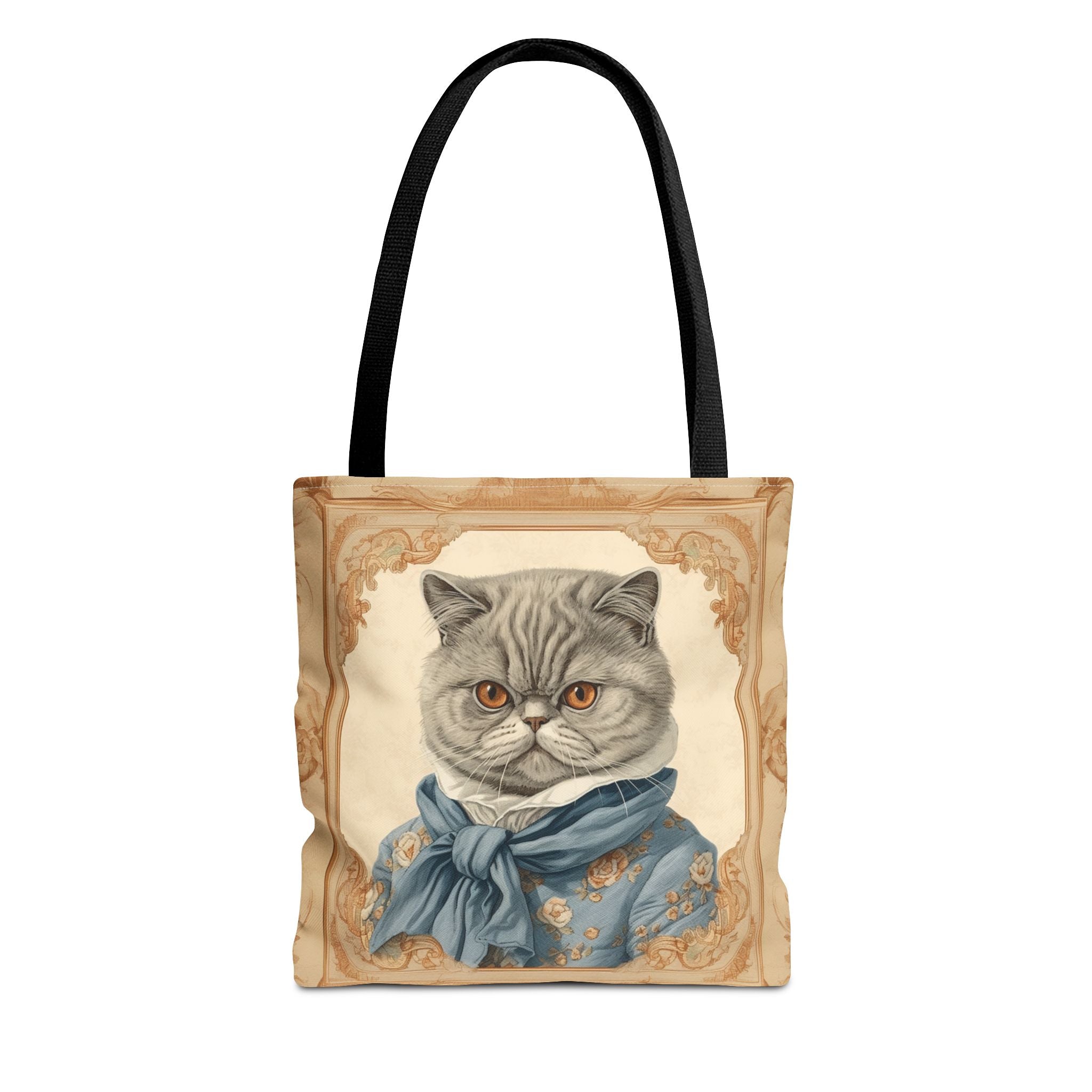 Elegant Exotic Shorthair Cat Tote Bag with Vintage Floral Design