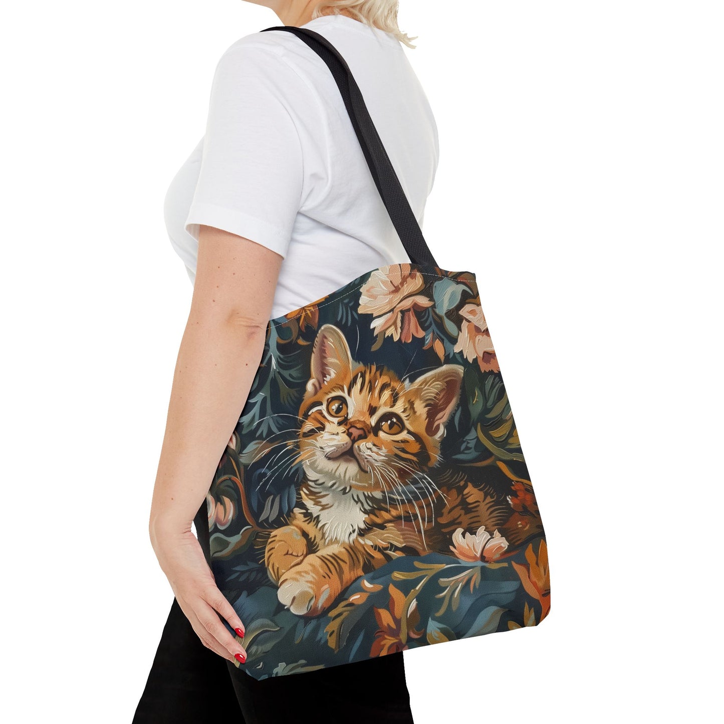 Whimsical Bengal Kitten Canvas Tote Bag, Eco-Friendly Cat Lover Gift