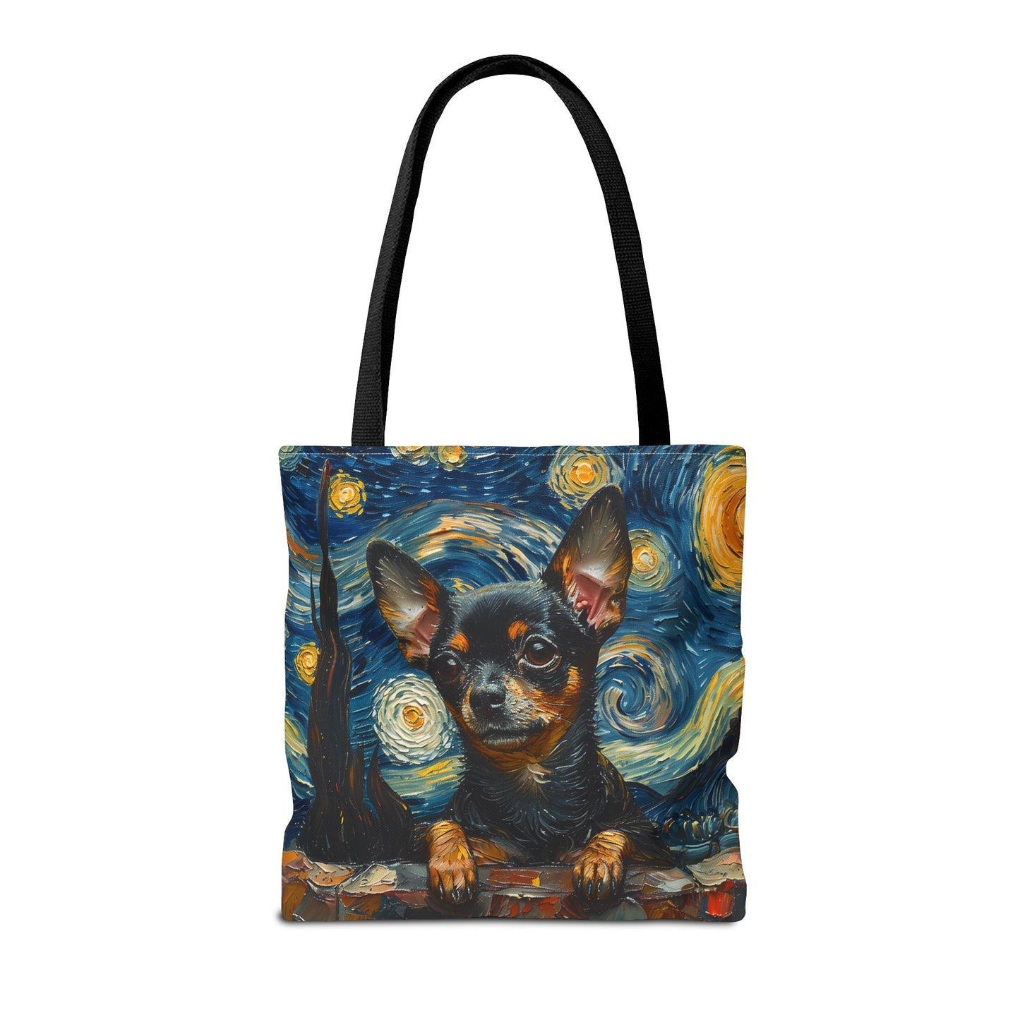 Starry Night Chihuahua Art Tote Bag, Eco-Friendly Canvas for Dog Lovers