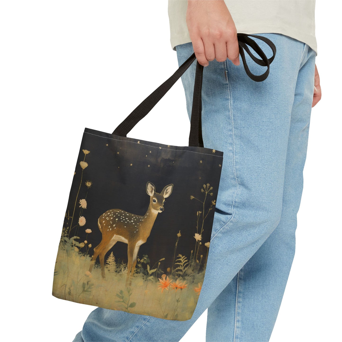 Whimsical Forest Deer Tote Bag, Nature Lover’s Canvas Market Bag