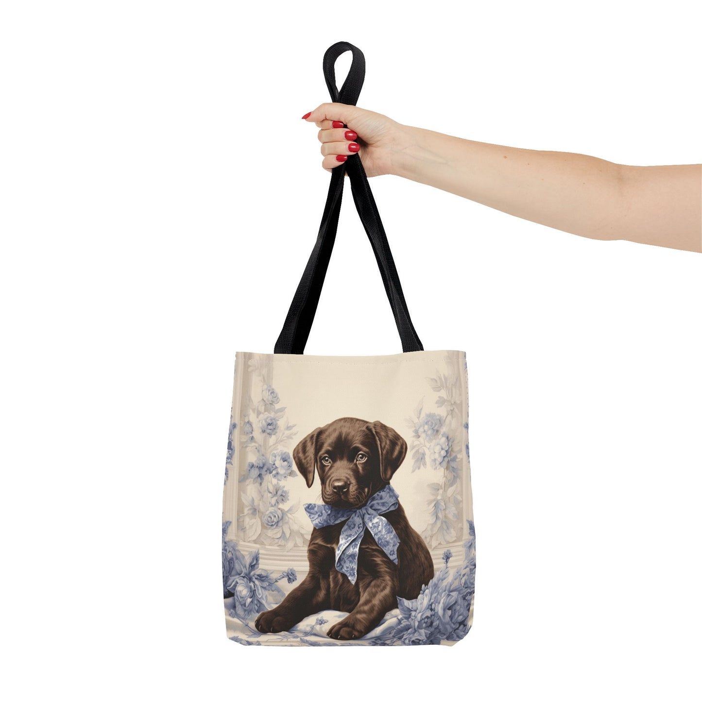 Chocolate Lab Puppy Tote Bag, Floral Artistic Eco-Friendly Gift