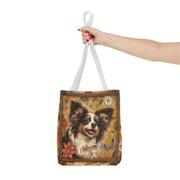 Papillon Butterfly Dreams Tote Bag, Floral Design for Dog Lovers