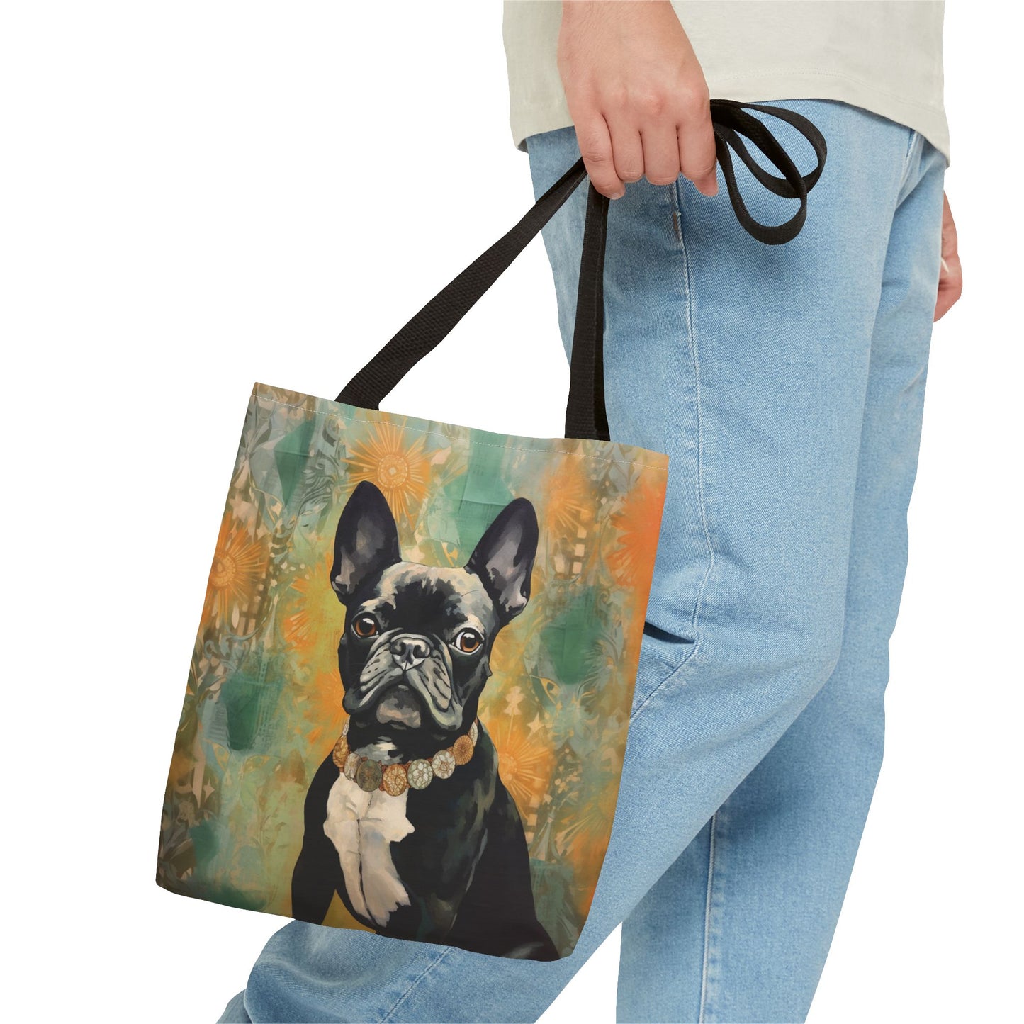 French Bulldog Charm Tote Bag with Vibrant Floral Design