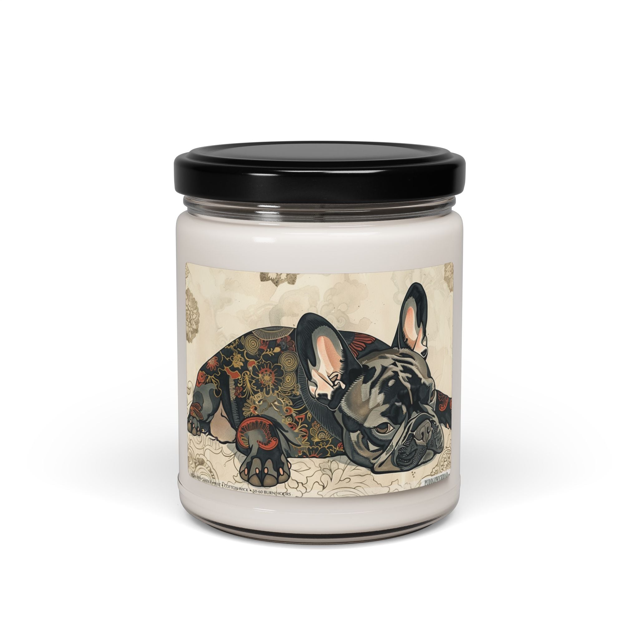 Tattoo-Style Frenchie Candle – French Bulldog Lover Gift