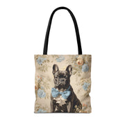 French Bulldog Floral Tote Bag with Vintage Charm