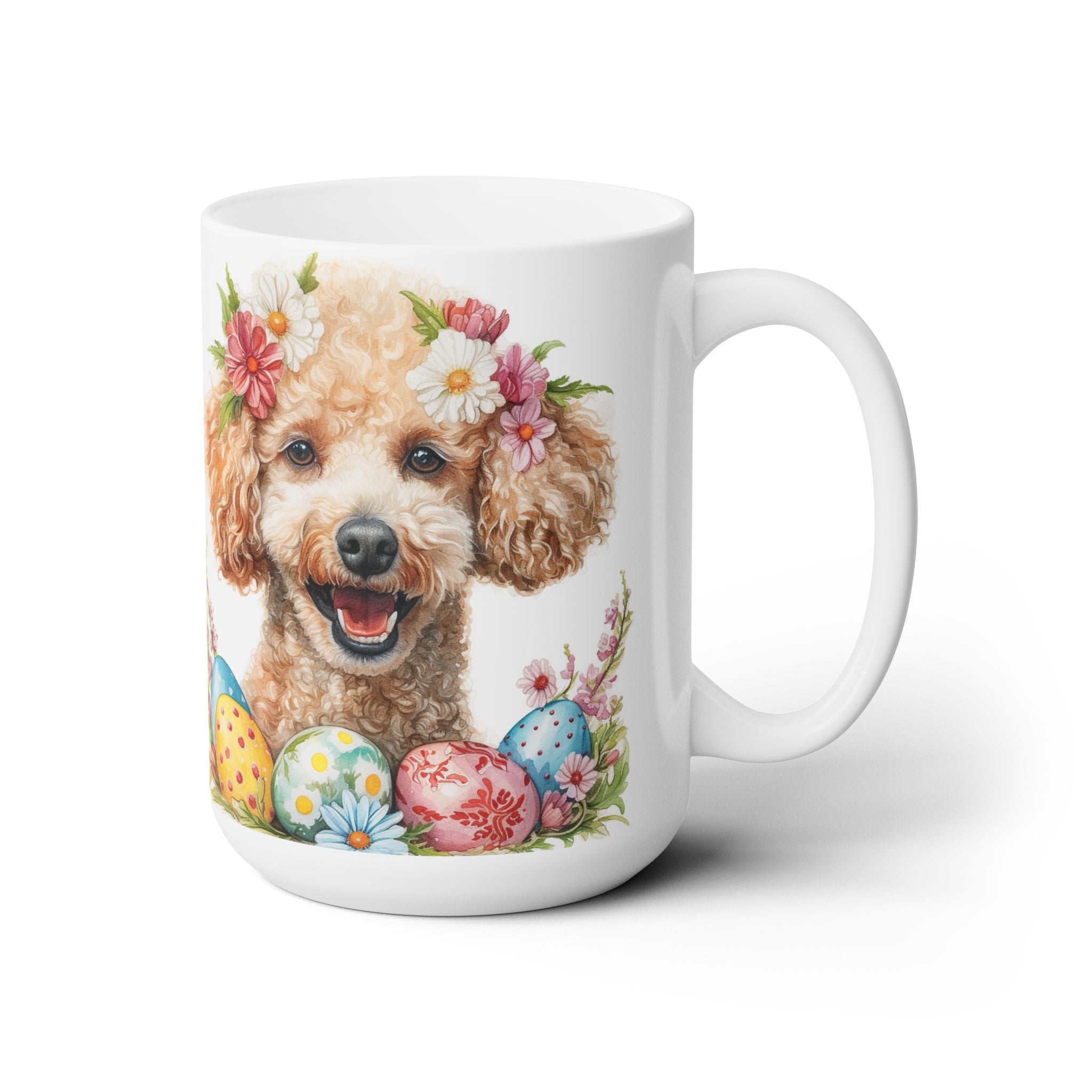 Poodle Easter Celebration Mug – Floral & Egg Design for Dog Lovers