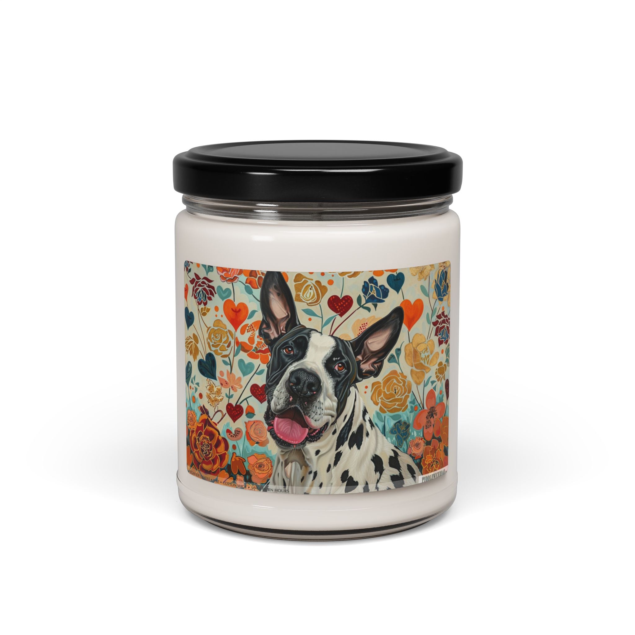 Elegant Great Dane Candle – Floral Vintage Pet Lover Gift