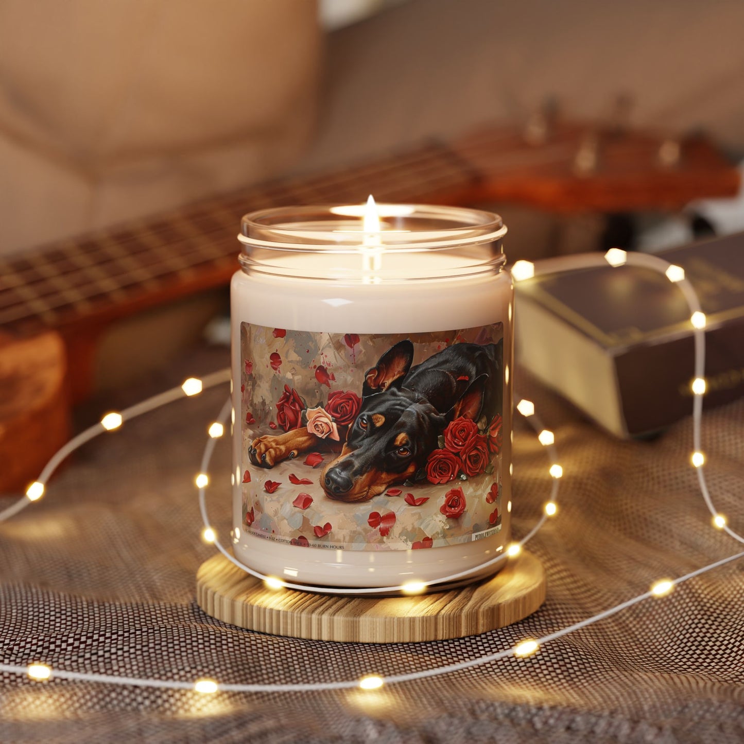 Doberman Devotion Candle - Rose Petal Elegance Gift