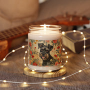 Mini Schnauzer Soy Candle - Vintage Floral Design, Dog Lover Gift