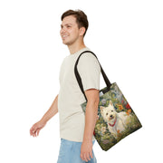 Westie Bloom Canvas Tote Bag, Charming Dog Lover Gift, Eco-Friendly