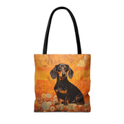 Dachshund Autumn Floral Tote Bag, Eco-Friendly Market Accessory