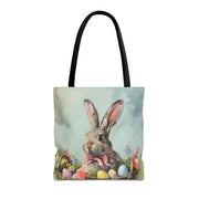 Easter Bunny Floral Tote Bag with Pastel Egg Design