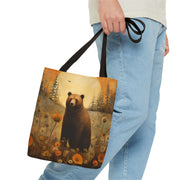 Sunset Wilderness Bear Tote Bag, Artistic Eco-Friendly Canvas Gift