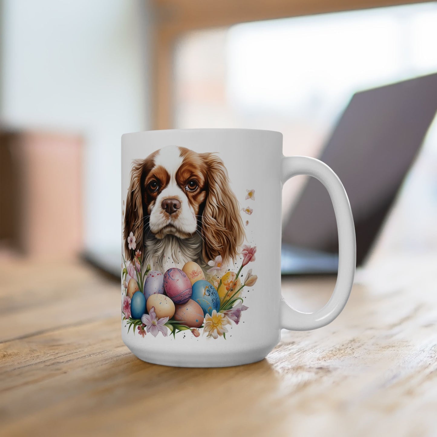 Cavalier King Charles Spaniel Easter Mug – Springtime Coffee Cup Gift