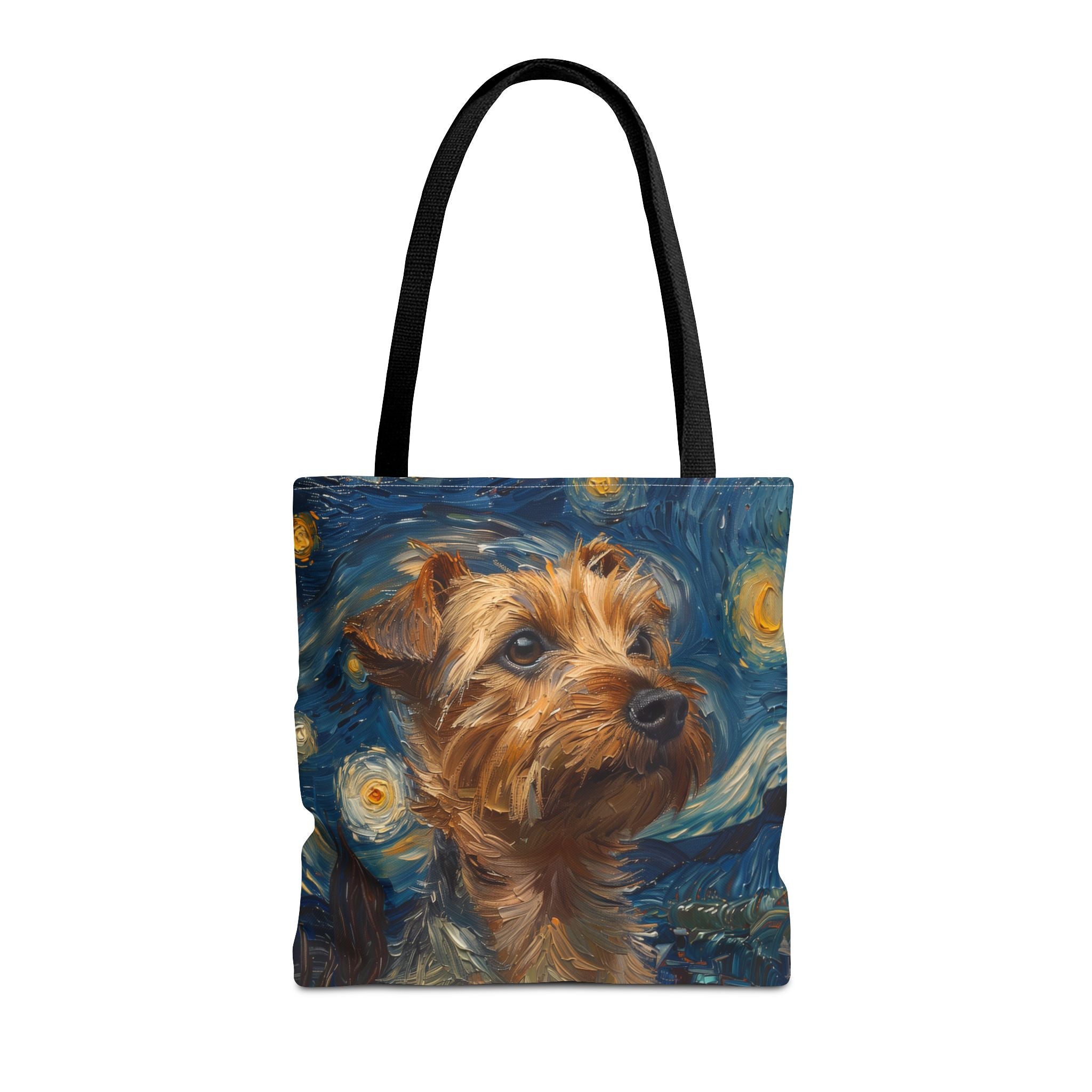 Yorkie Starry Night Canvas Tote, Artistic Eco-Friendly Dog Lover Bag