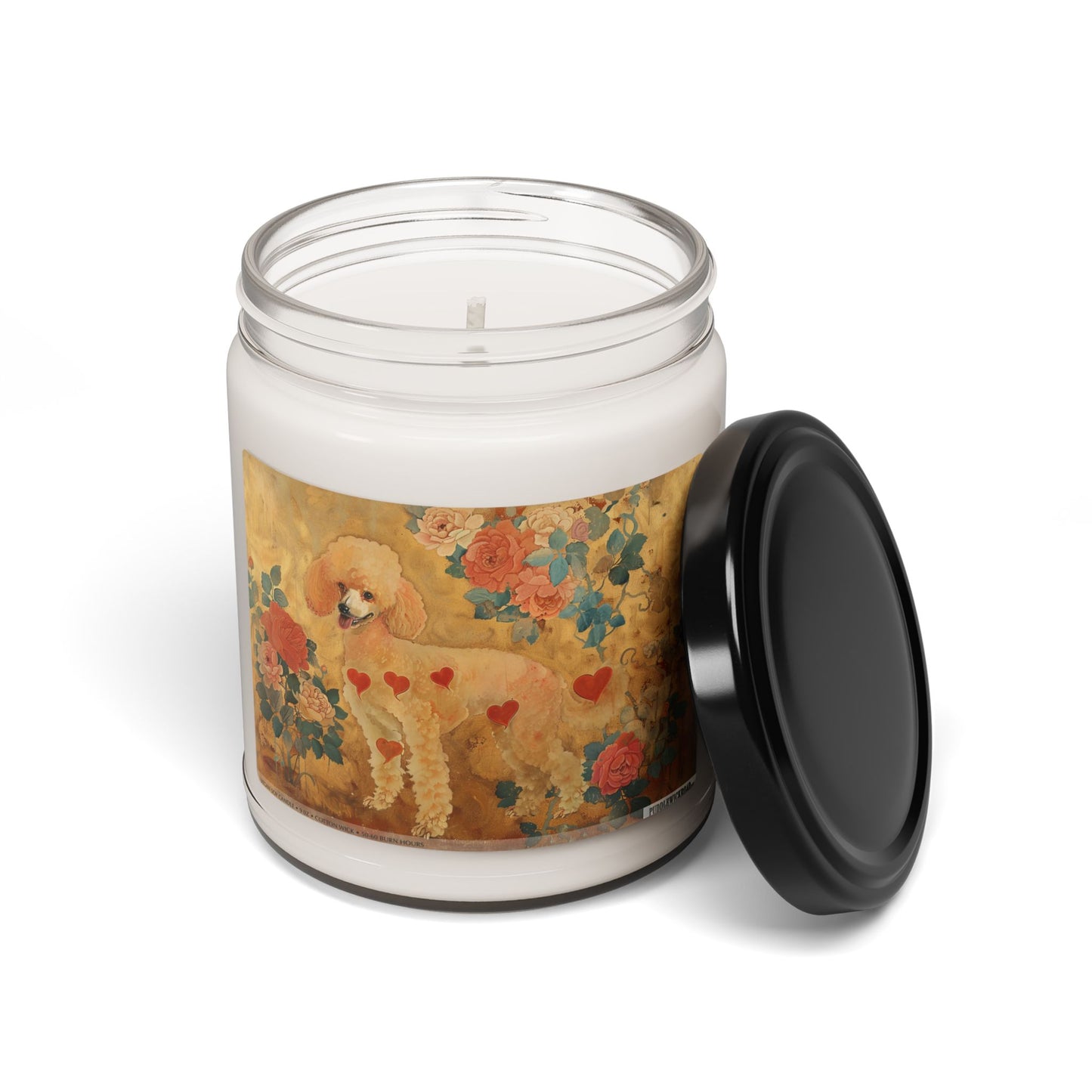 Elegant Poodle Candle - Vintage Floral Design, Pet Lover Gift