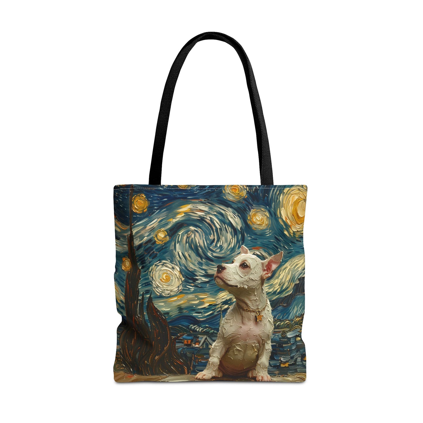 Starry Night Chihuahua Canvas Tote Bag, Artistic Gift for Dog Lovers