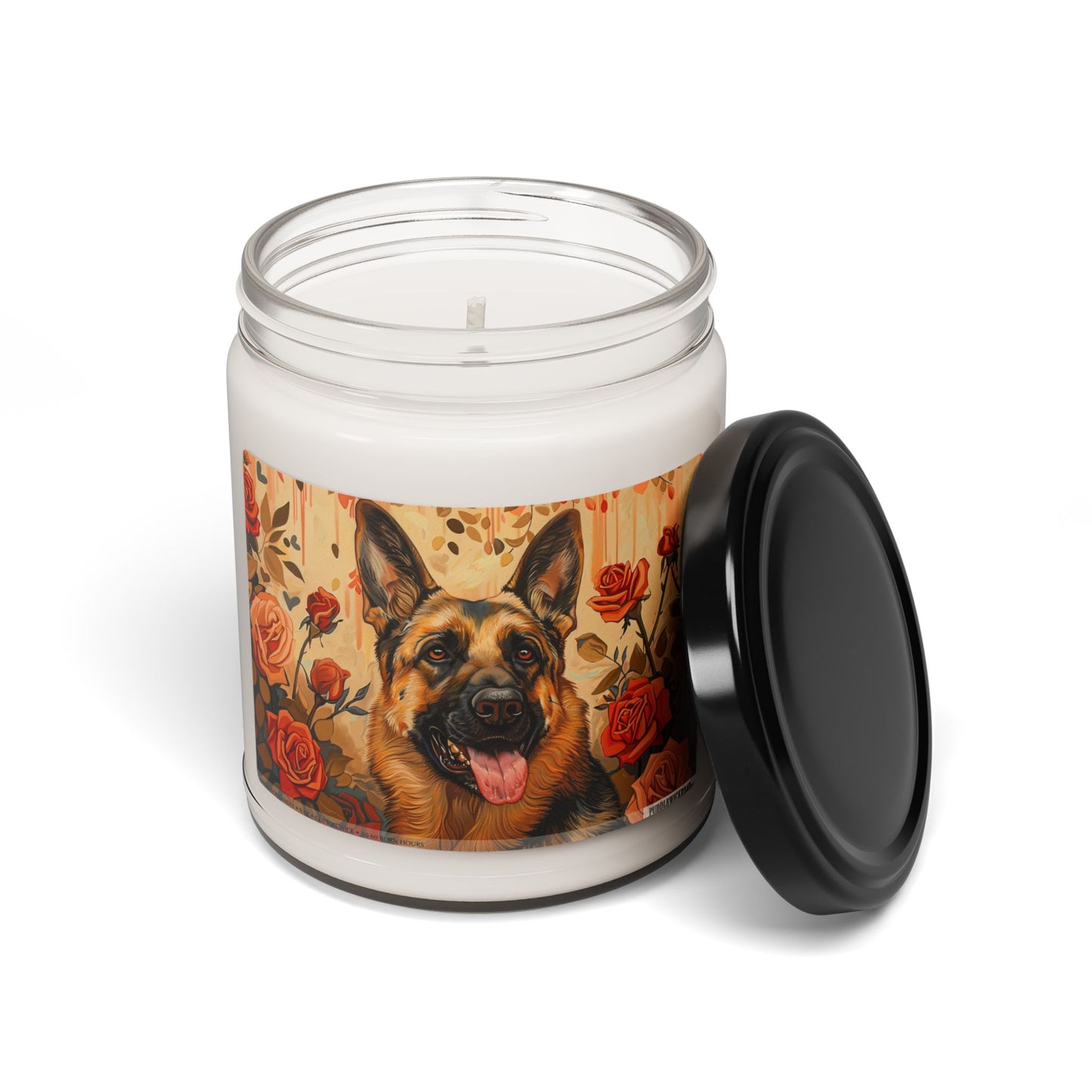 German Shepherd Candle - Artistic Floral Soy Gift