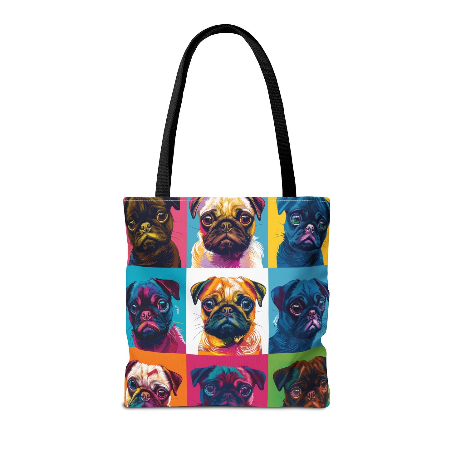 Pop Art Pug Canvas Tote Bag, Colorful Gift for Dog Lovers