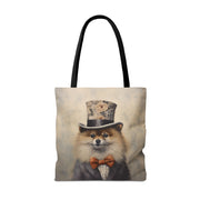 Regal Pomeranian Tote Bag with Floral Accent, Reusable Shopping Bag