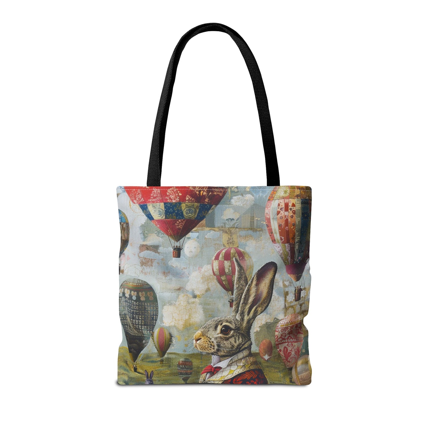 Whimsical Bunny and Hot Air Balloons Tote Bag, Artistic Eco-Friendly Design