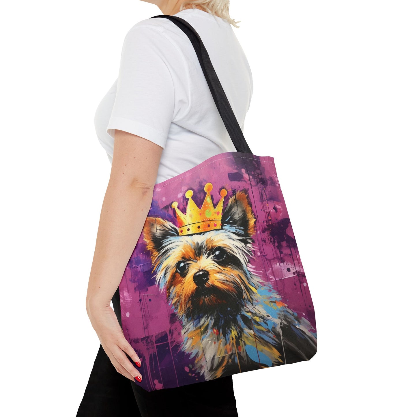 Regal Yorkie Crown Tote Bag – Artistic Eco-Friendly Canvas