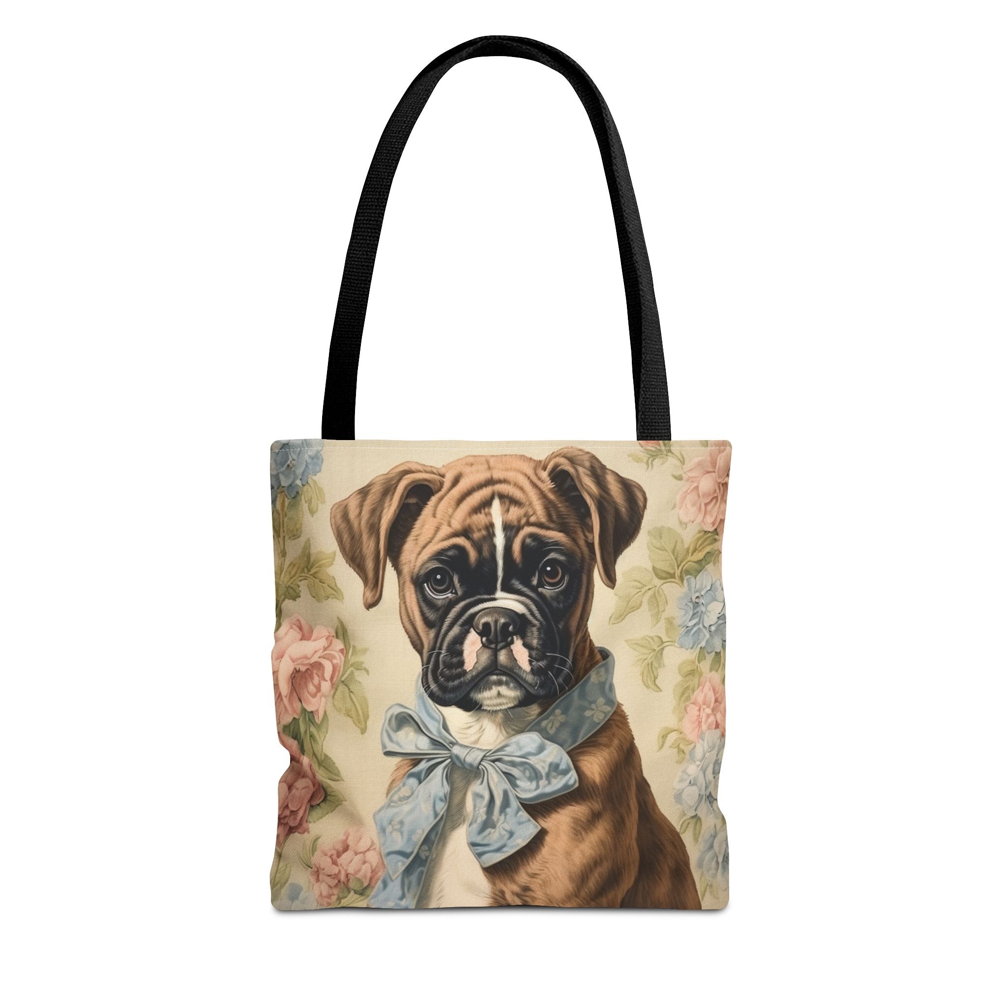 Boxer Charm Canvas Tote Bag, Floral Eco-Friendly Gift for Dog Lovers