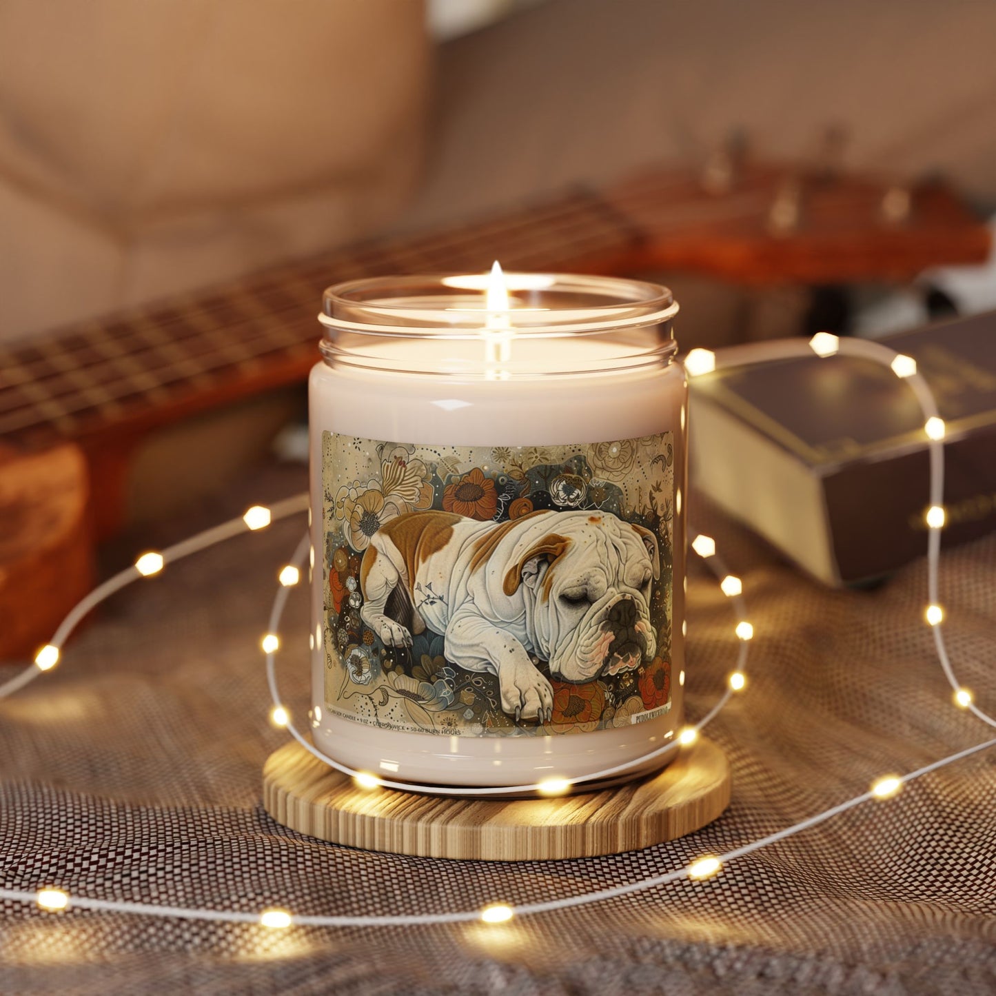 English Bulldog Vintage Art Candle – Cozy Memorial Gift