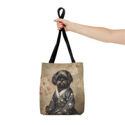 Shih Tzu Kimono Blossom Canvas Tote, Pet Lover Eco Gift Bag