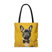 French Bulldog Stylish Yellow Canvas Tote Bag, Dog Lover Gift