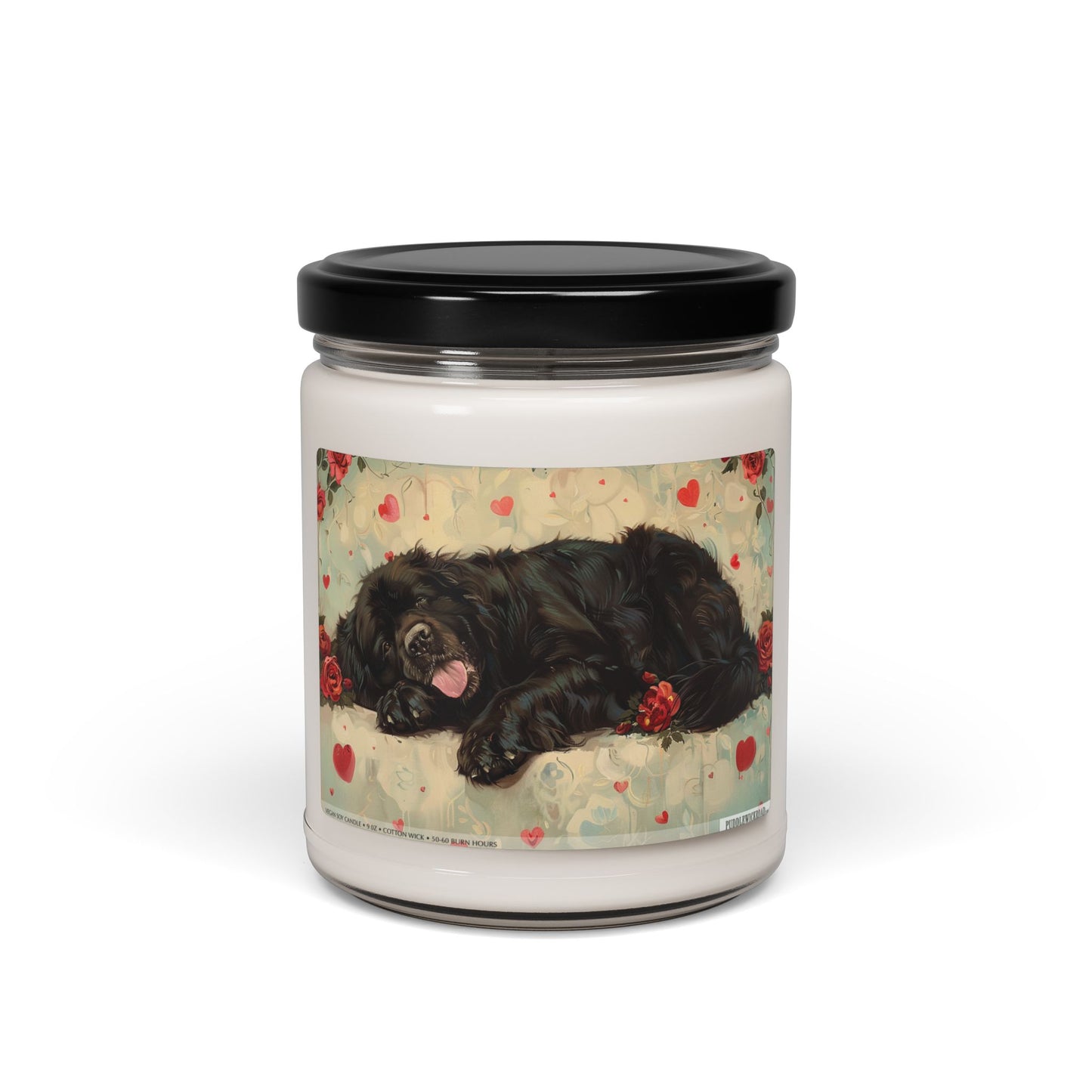 Newfoundland Dog Lover Memorial Candle – Vintage Art Design