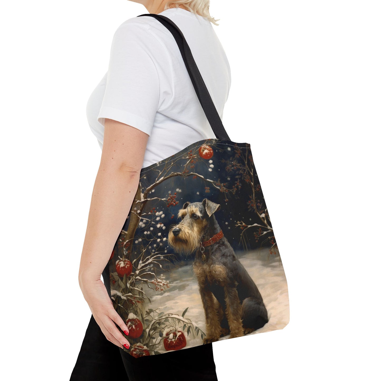 Miniature Schnauzer Christmas Wonderland Tote Bag, Festive Canvas Gift