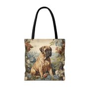 Majestic Mastiff Floral Canvas Tote Bag, Eco-Friendly Dog Lover Gift