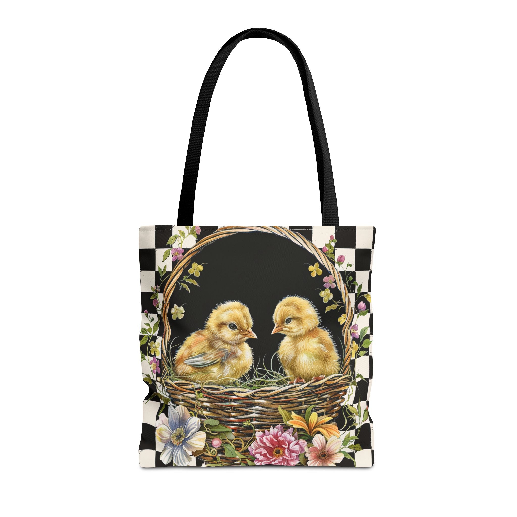 Easter Chicklings Floral Tote Bag, Eco-Friendly Spring Market Bag