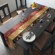 Elegant Asian Table Runner | Crimson Red, Gold, Blue, Black Luxury Decor (72" or 90")