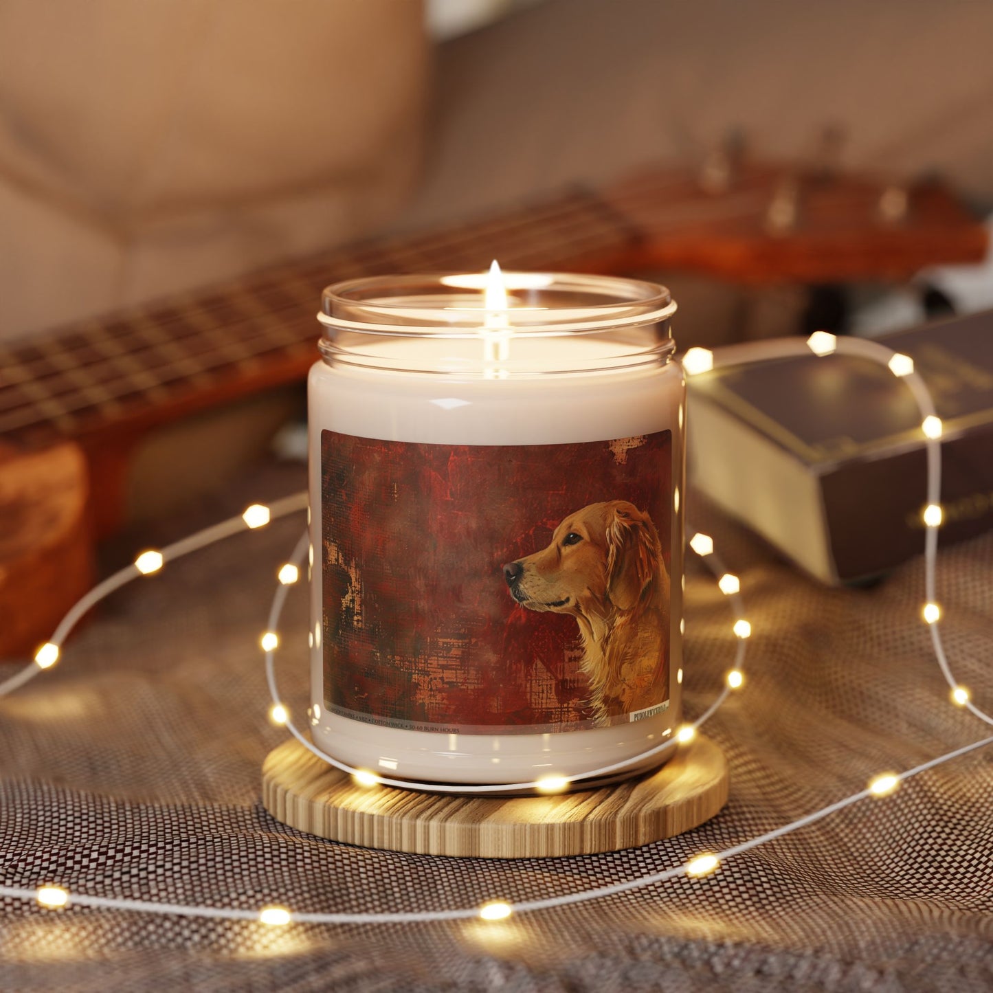 Golden Retriever Soy Candle – Vintage Art Gift for Dog Lovers