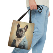 French Bulldog Aristocrat Canvas Tote Bag, Chic Gift for Dog Lovers