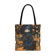 Enchanting Harvest Witch Tote Bag with Autumn Bear Scene