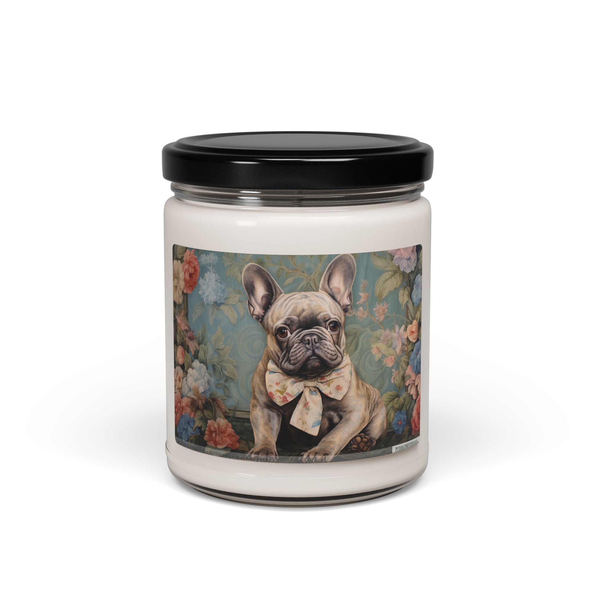 Frenchie Vintage Floral Candle - Dog Lover Gift