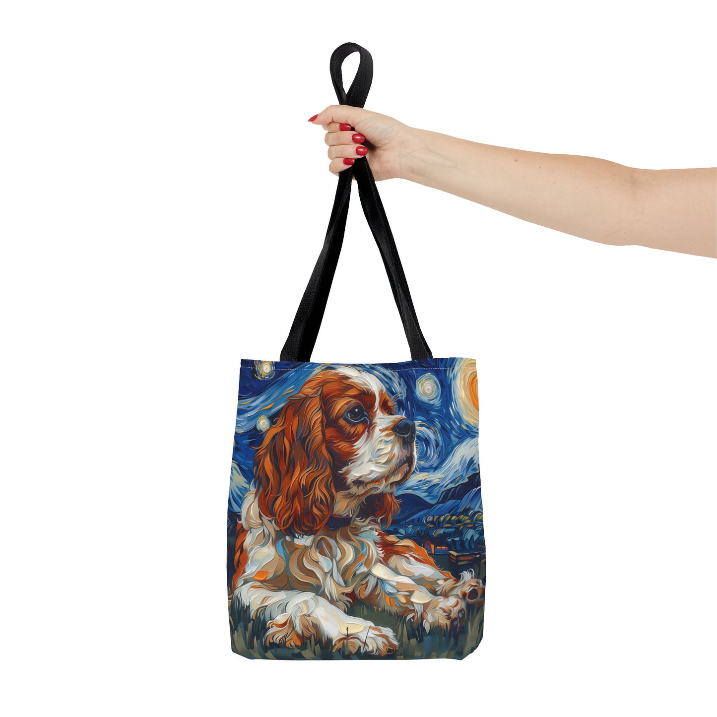 Cavalier King Charles Spaniel Starry Night Art Tote Bag, Eco-Friendly Gift