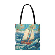 Sailboat Adventure Tote Bag, Ocean-Themed Eco-Friendly Shopping Bag