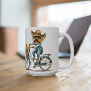 Yorkie on a Bike Mug - Cute Yorkshire Terrier Coffee Cup Gift